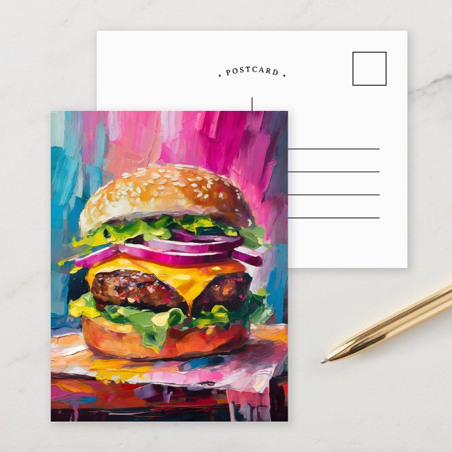 Cheeseburger Colourful Modern Abstract Art Postcard (Creator Uploaded)