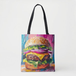 Cheeseburger Colourful Modern Abstract Art Tote Bag