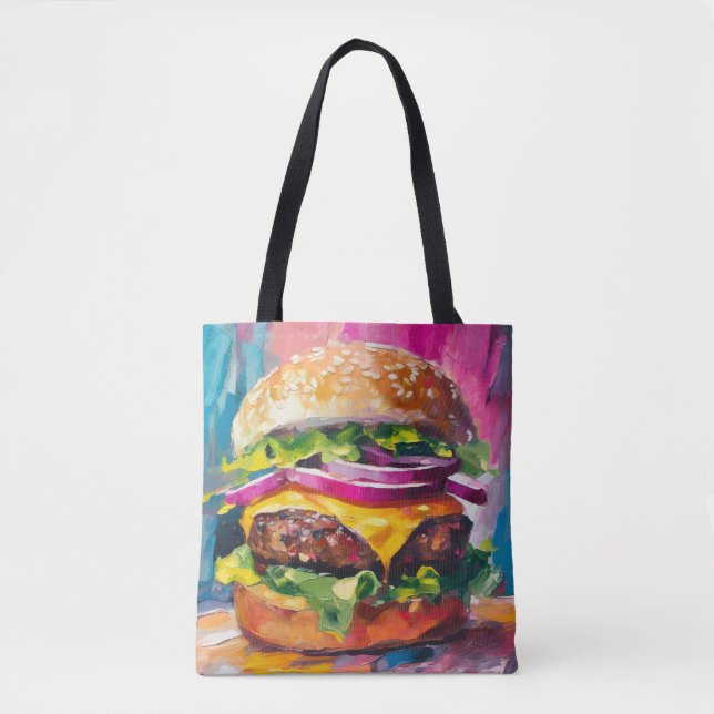 Cheeseburger Colourful Modern Abstract Art Tote Bag (Front)