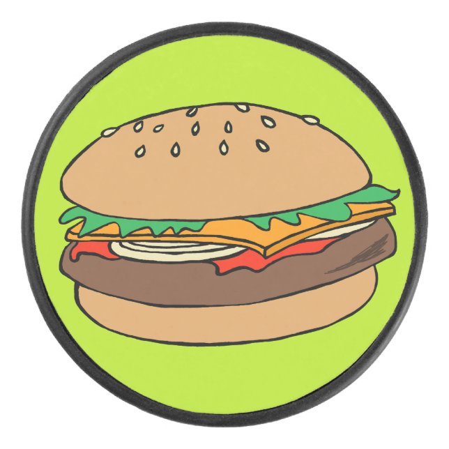 Cheeseburger design hockey puck (Front)