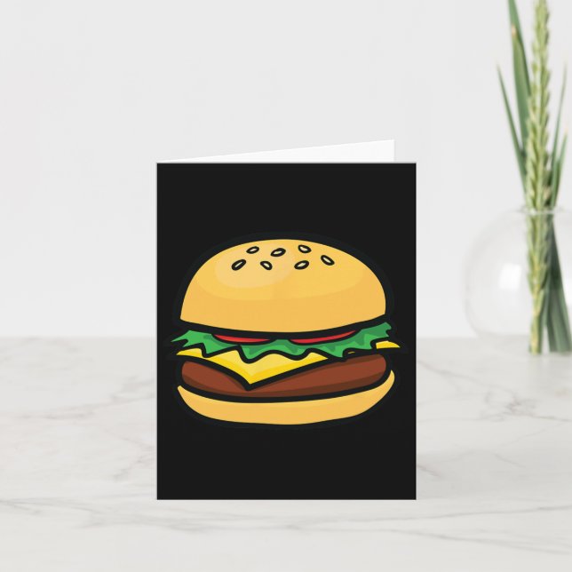 Cheeseburger Emoticon Hamburger Cheese Bbq  Card (Front)