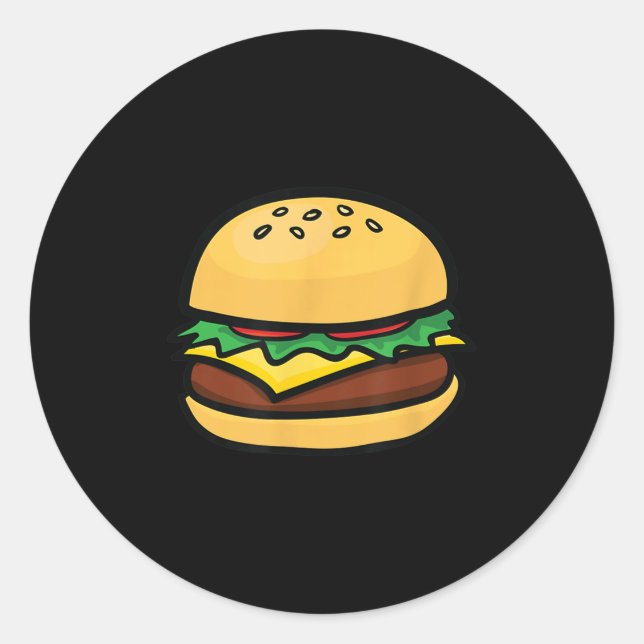 Cheeseburger Emoticon Hamburger Cheese Bbq  Classic Round Sticker (Front)