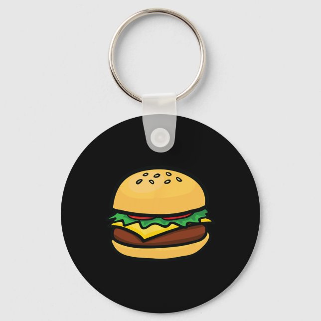 Cheeseburger Emoticon Hamburger Cheese Bbq  Key Ring (Front)