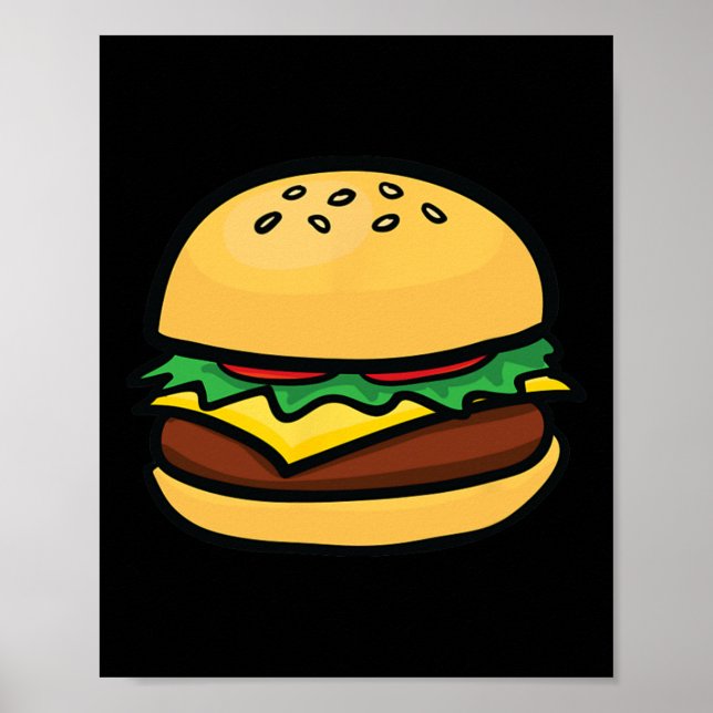 Cheeseburger Emoticon Hamburger Cheese Bbq  Poster (Front)