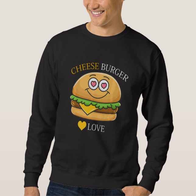 Cheeseburger French Fry & Hamburger Food Heart Sweatshirt (Front)