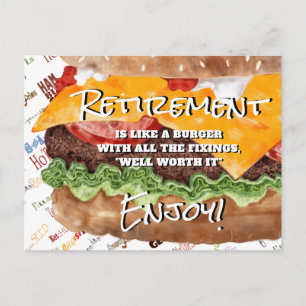 Cheeseburger Funny Retirement Postcard