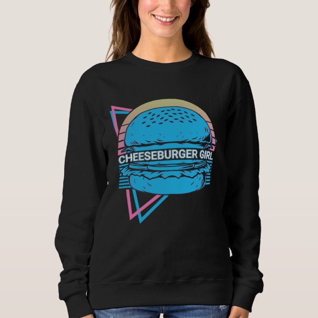 Cheeseburger Girl  Burger Retro Sweatshirt (Front)
