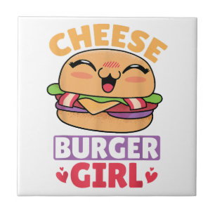 Cheeseburger Girl, Hamburger Women and Cheeseburge Ceramic Tile