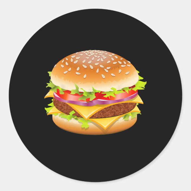 Cheeseburger Hamburger Burger Funny Food Halloween Classic Round Sticker (Front)