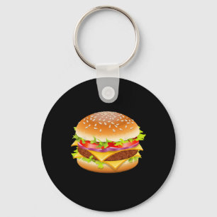 Cheeseburger Hamburger Burger Funny Food Halloween Key Ring