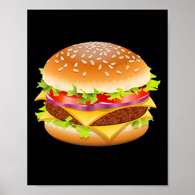 Cheeseburger Hamburger Burger Funny Food Halloween Poster (Front)