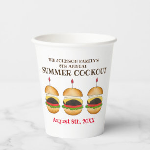 Cheeseburger Hamburger Burger Picnic Barbecue BBQ Paper Cups