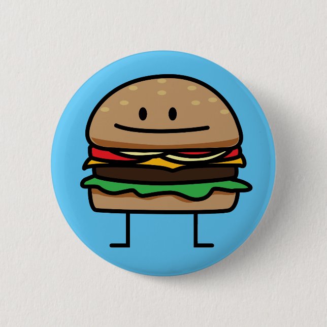 Cheeseburger Hamburger ground meat Beef cheese bun 6 Cm Round Badge (Front)