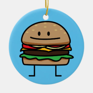Cheeseburger Hamburger ground meat Beef cheese bun Ceramic Ornament