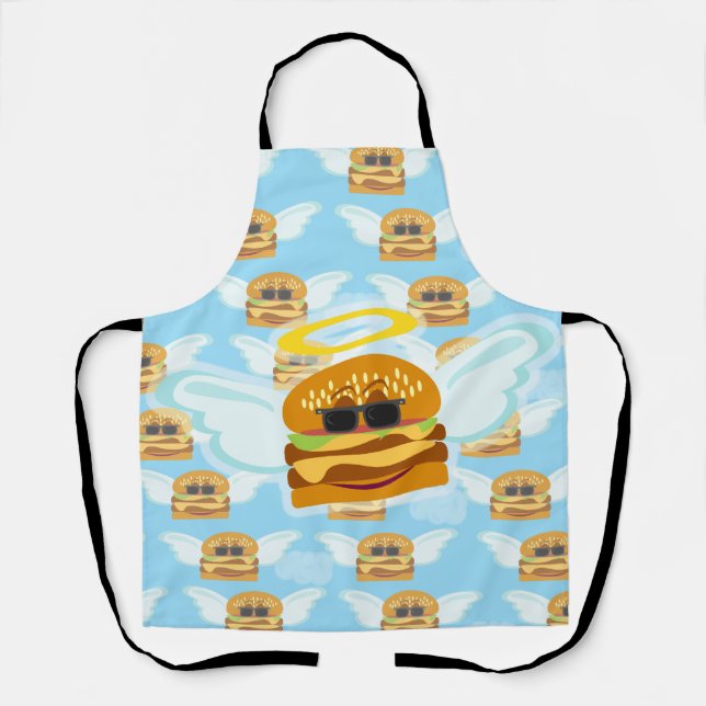 Cheeseburger Heaven Fun Flying Burger Art Apron (Front)