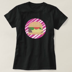 Cheeseburger Hot Pink Ombre Stripes T-Shirt