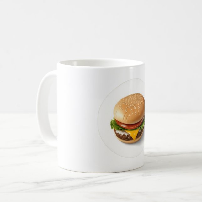 Cheeseburger in a White Circle Coffee Mug (Front Left)