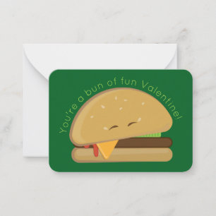 Cheeseburger Mini Kid's Valentine's Day Card Green