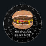 Cheeseburger - Novelty Food Image with Own Text Dartboard<br><div class="desc">Burger lovers,  create a custom dartboard for a mancave or outdoor space with a cheeseburger graphic and personalised text. You can add a humourous slogan for a unique item for your games room.</div>