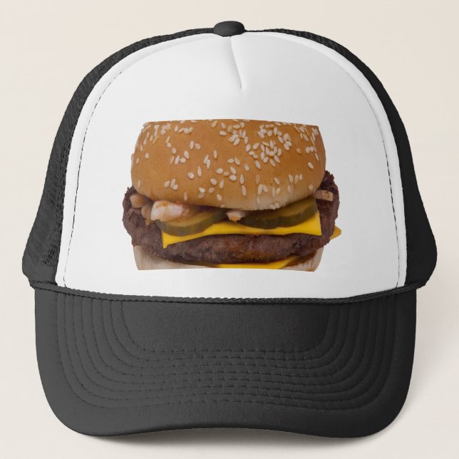 Cheeseburger On Sesame Seed Bun Trucker Hat (Front)