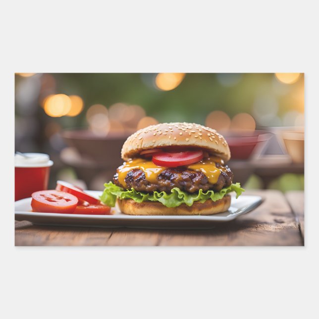 Cheeseburger Rectangular Sticker (Front)