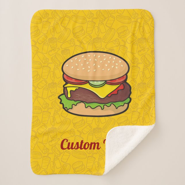 Cheeseburger Sherpa Blanket (Front)