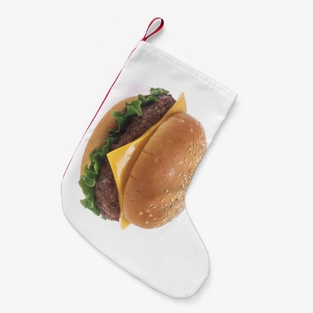 Cheeseburger Small Christmas Stocking (Front (Hanging))
