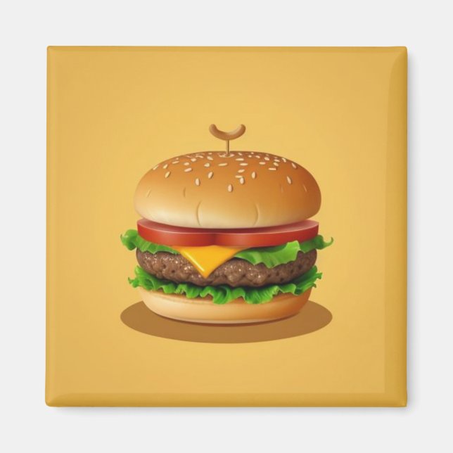 Cheeseburger with Yellow Background Magnet (Front)