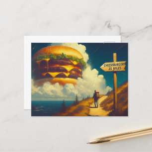 Cheeseburgers 25 Miles Away Hiking Trail Postcard