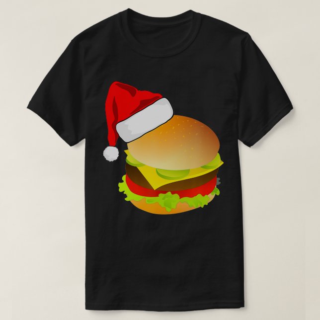 Cheeseburgers Hamburger Santa Hat Matching Christm T-Shirt (Design Front)