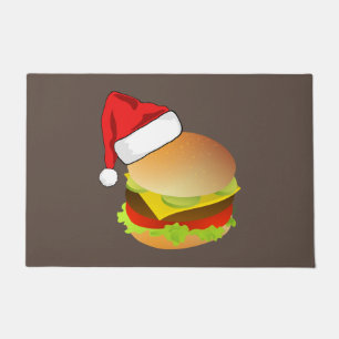 Cheeseburgers Hamburger Santa Hat Matching Xmas Doormat