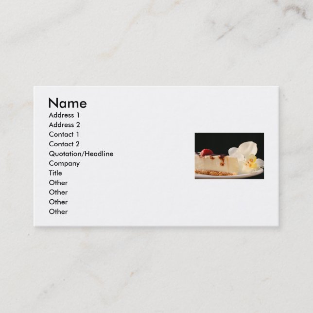 Cheesecake And An Orchid Business Card (Front)