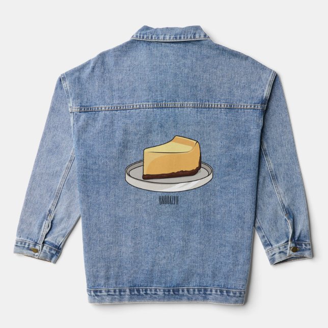 Cheesecake cartoon illustration denim jacket (Back)
