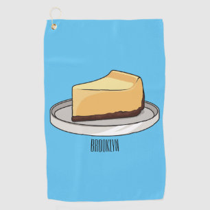 Cheesecake cartoon illustration golf towel