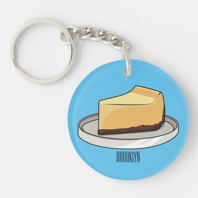 Cheesecake cartoon illustration  key ring (Front)
