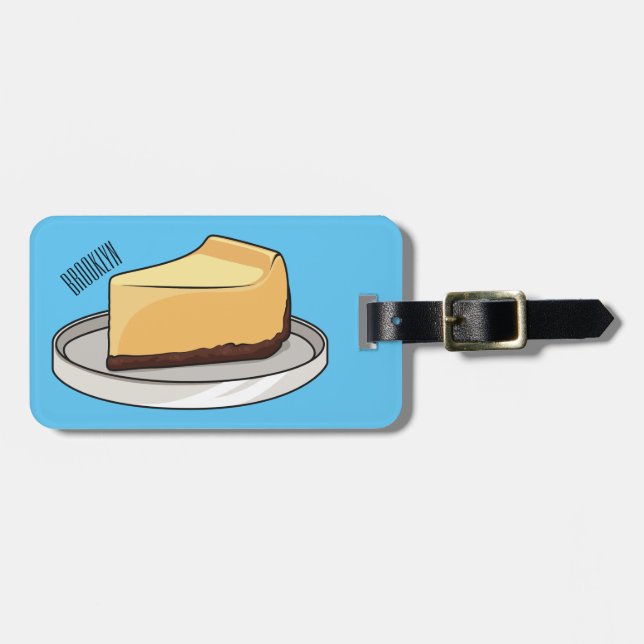 Cheesecake cartoon illustration luggage tag (Front Horizontal)