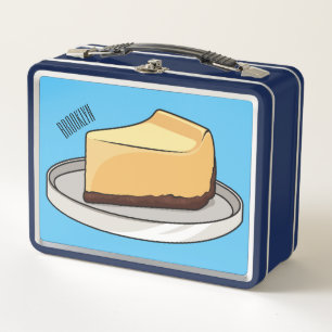 Cheesecake cartoon illustration metal lunch box