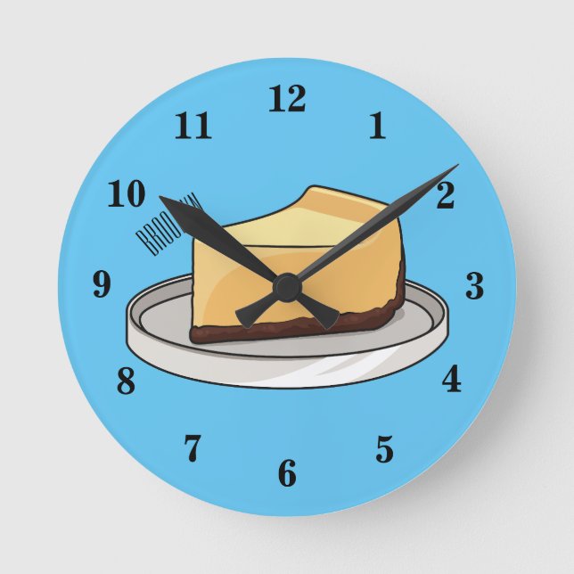 Cheesecake cartoon illustration round clock (Front)