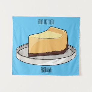Cheesecake cartoon illustration tapestry