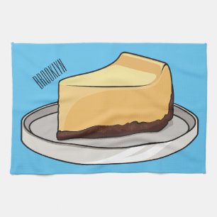 Cheesecake cartoon illustration  tea towel
