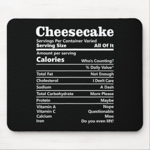 Cheesecake Nutrition Facts Funny Thanksgiving Calo Mouse Pad
