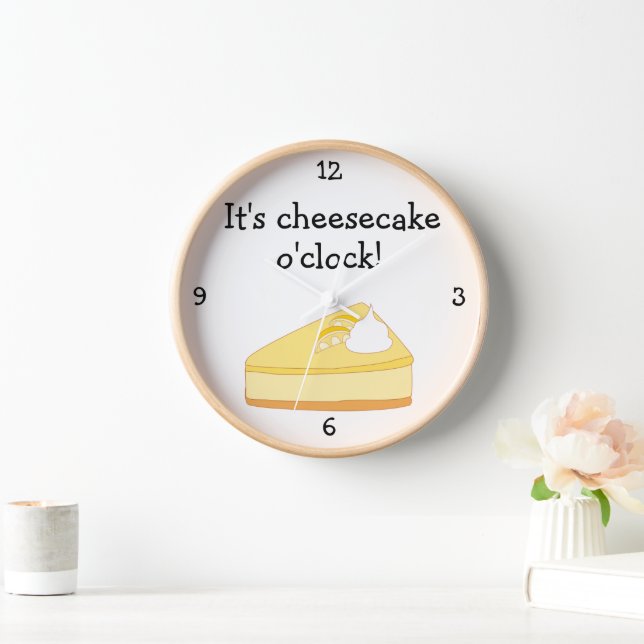 Cheesecake O'Clock fun food graphic Wall Clock (Home)