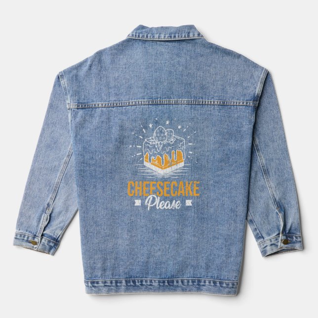 Cheesecake Please Funny Cheese   Eater Graphic  Denim Jacket (Back)