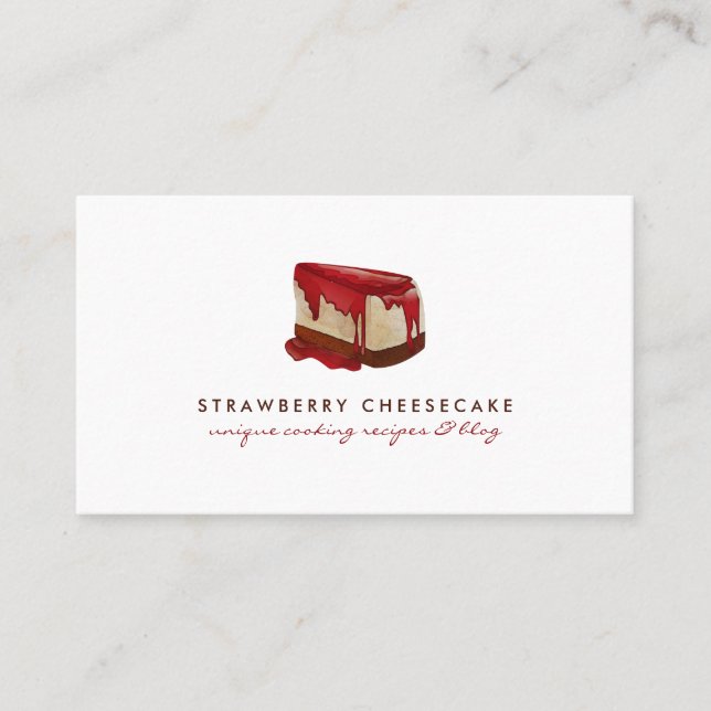 Cheesecake Strawberry Pastry Business Card (Front)