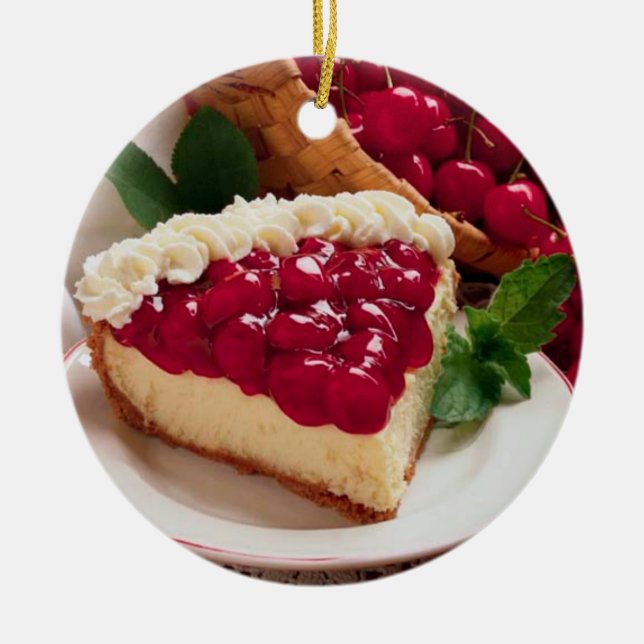 CHEESECAKE WITH CHERRY TOPPING ROUND ORNAMENT (Front)