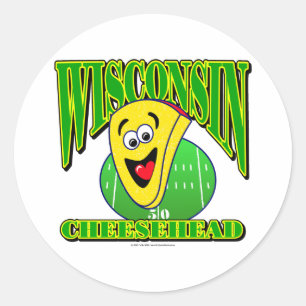 CheeseHead Cartoon 2 Classic Round Sticker