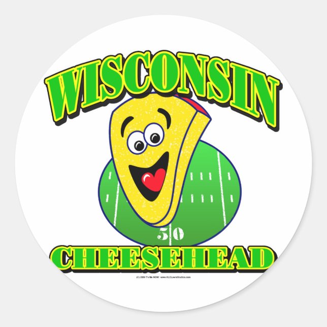CheeseHead Cartoon Classic Round Sticker (Front)