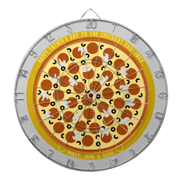 Cheesiest Dad Pepperoni Pizza w/ Toppings Dartboard (Front)