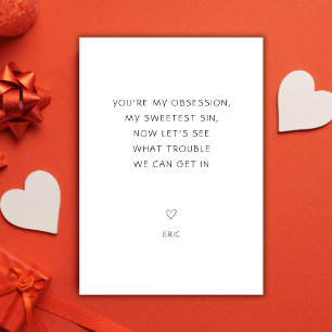 Cheesy Cheeky My Sweetest Sin Dirty Valentines Holiday Card