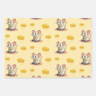 Cheesy Delights Wrapping Paper Flat Sheet Set of 3